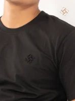 Black Solid Color Luxury Addition Cotton Tee
