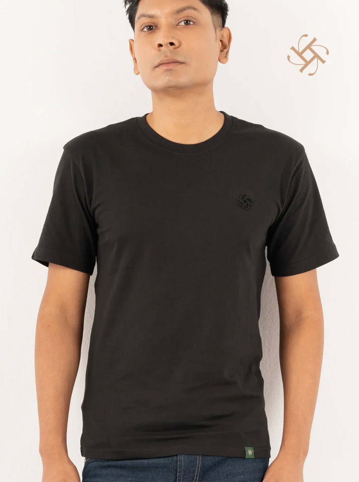 Black Solid Color Luxury Addition Cotton Tee 2