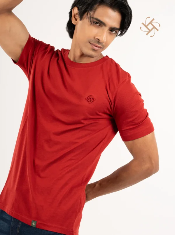 Maroon Solid Color Luxury Addition Cotton Tee 3