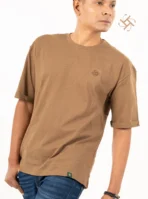 Military Brown Color Embossed Logo Crewneck Drop Shoulder 3